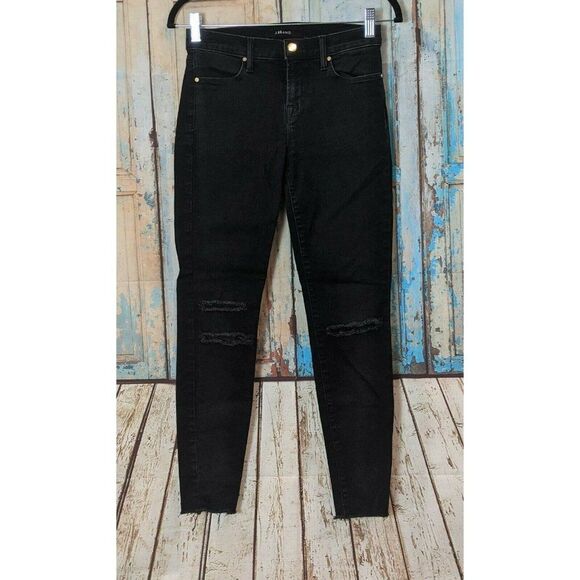 J Brand Womens Size 26 Blue Mercy Raw Hem Distressed Cropped Skinny Jeans - Picture 1 of 10
